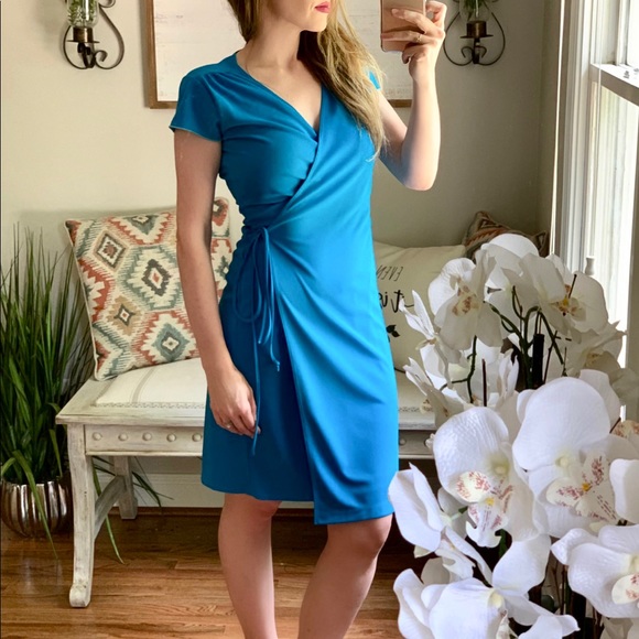 Express Dresses & Skirts - Express Vintage Wrap Blue Dress
